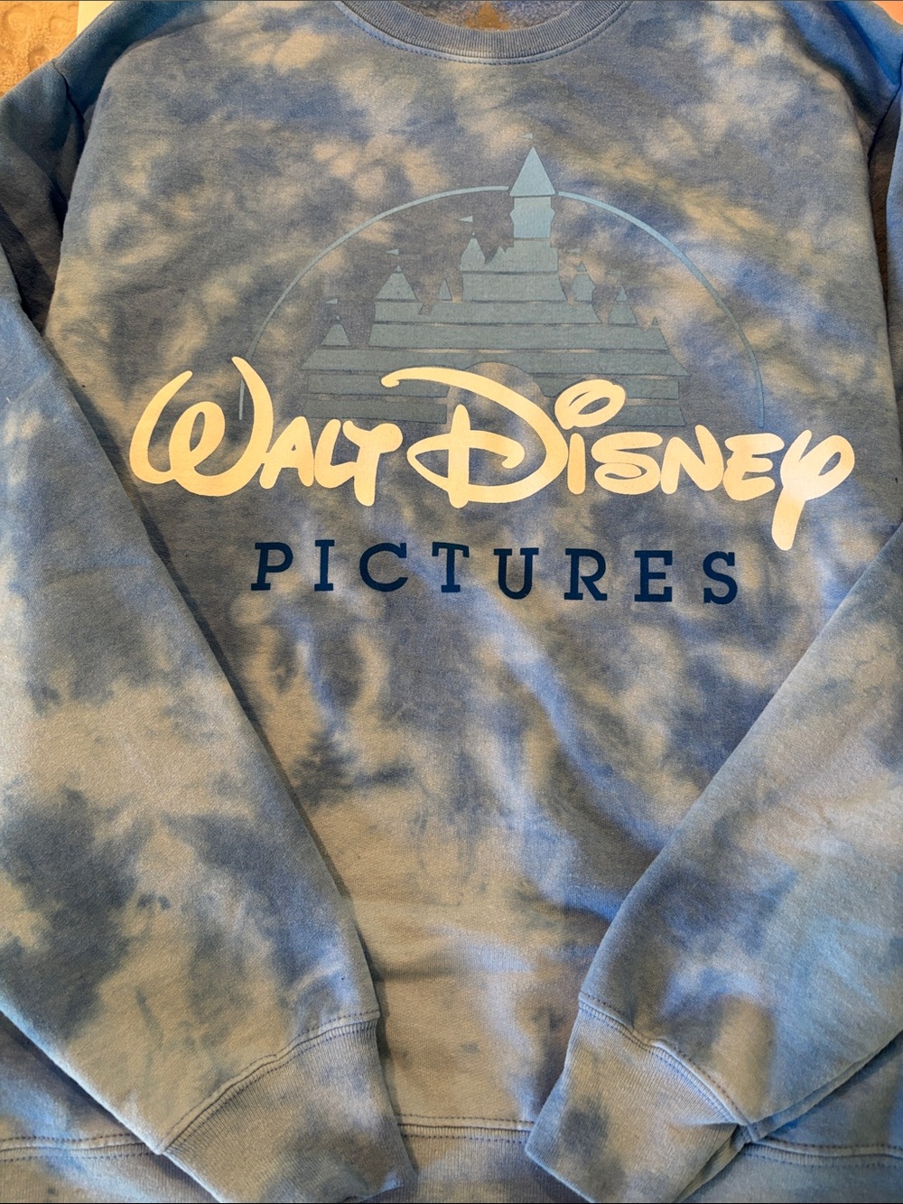 Disney Light & Navy Blue Tie-Dye Walt Disney Pictures Crewneck